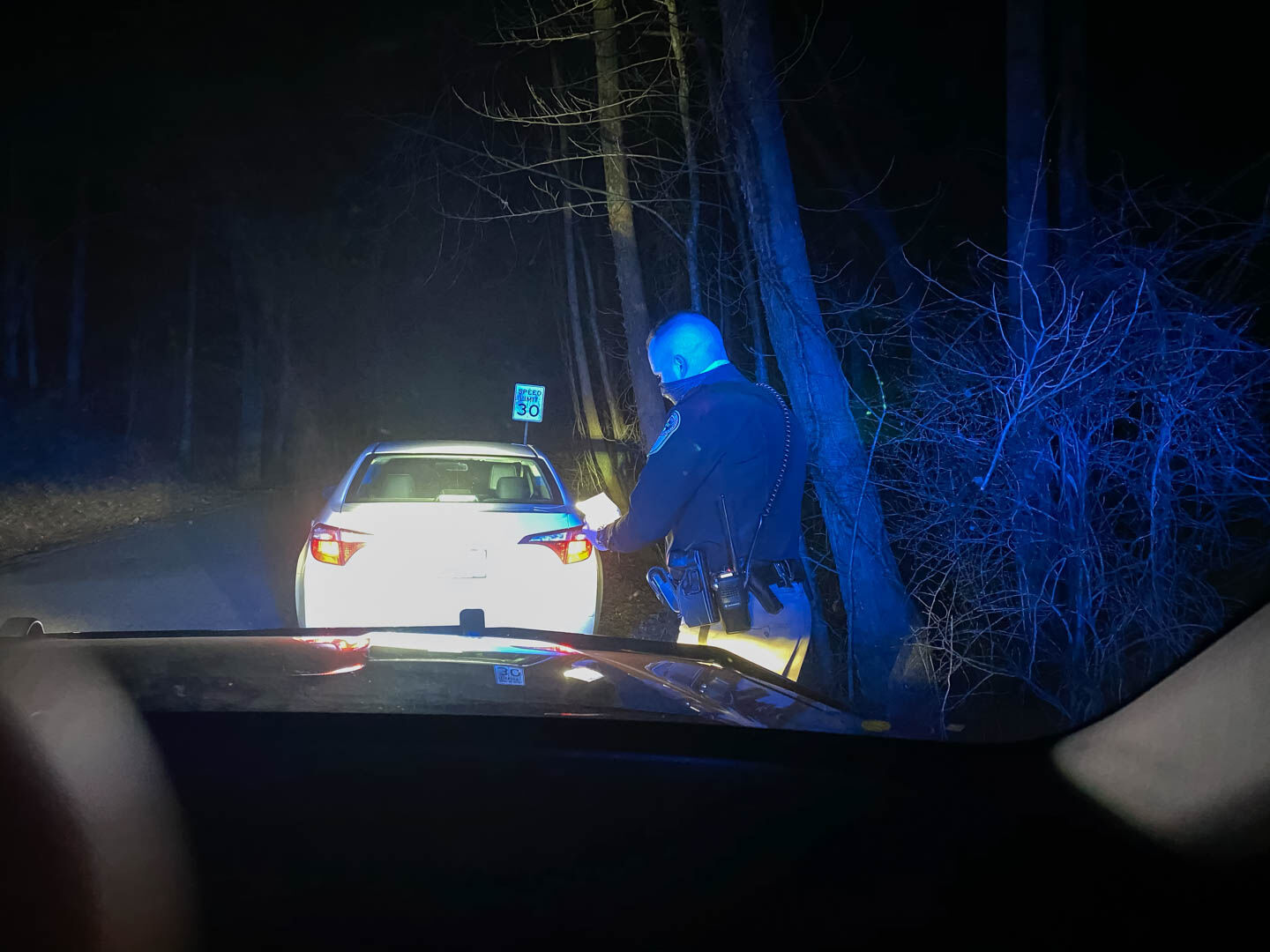 Lt. Cody Dodson during a traffic stop earlier this year.