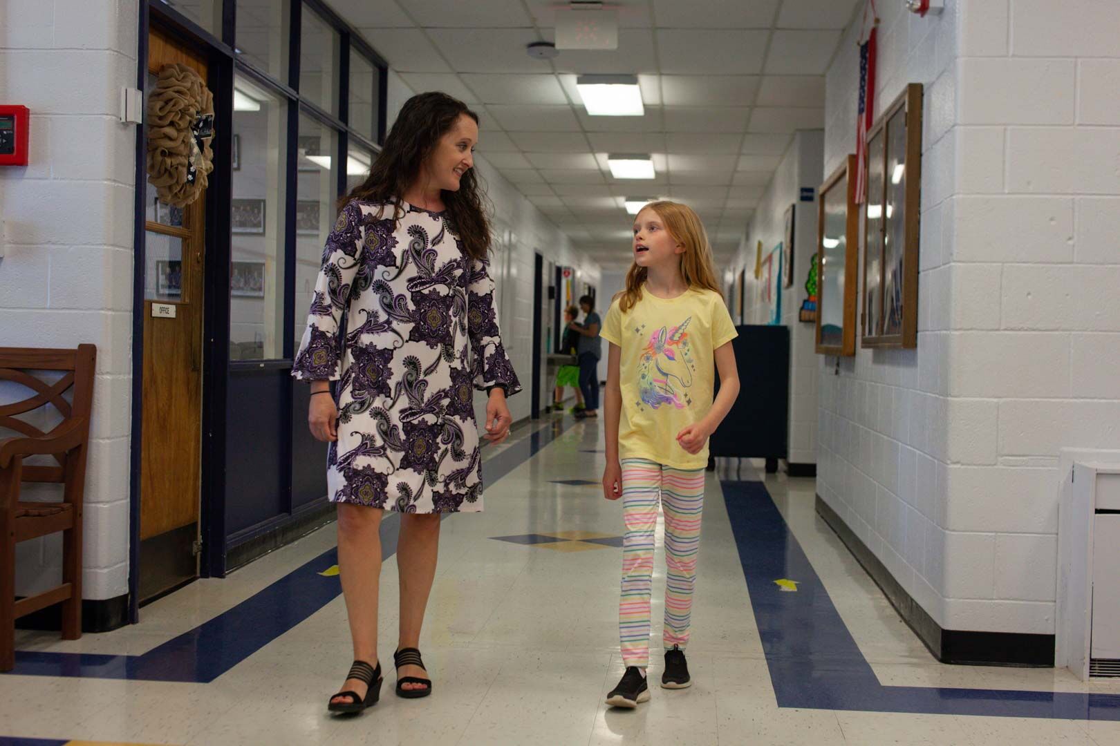 Lisa and Farrah Gates walk the halls at Rappahannock County Elementary School