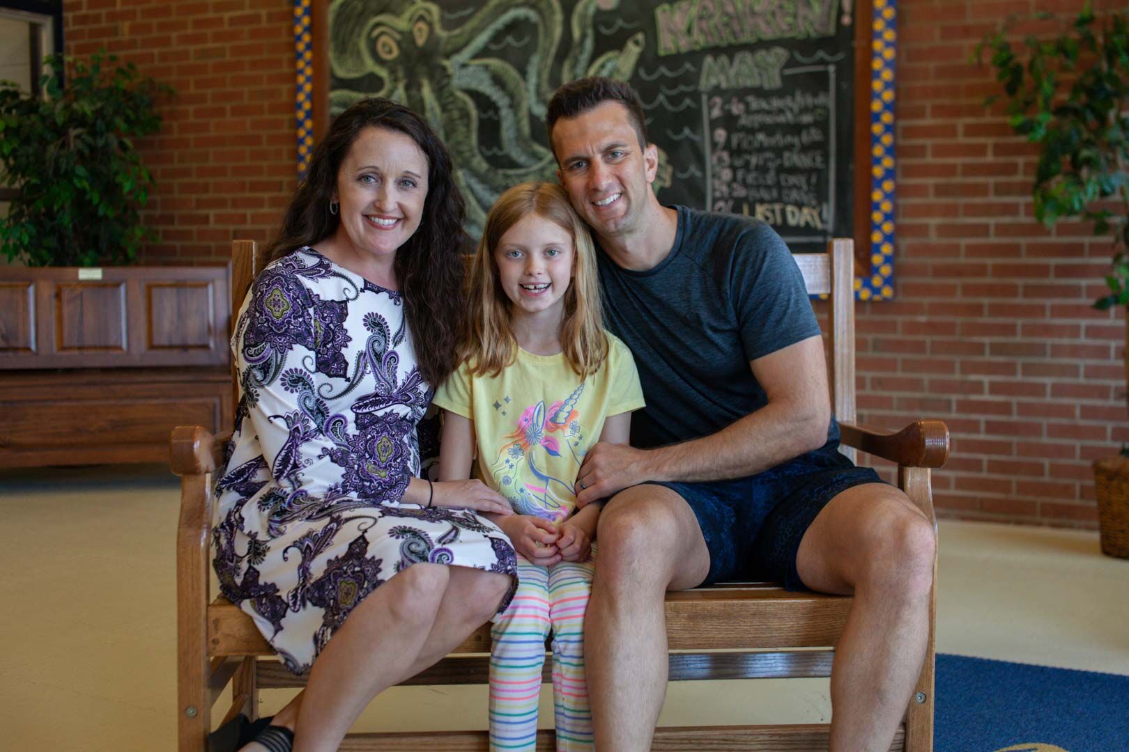 The Gates family: Lisa, principal of Rappahannock County Elementary School, and husband Jeremy, with their daughter Farrah, who had surgery to remove a brain tumor.