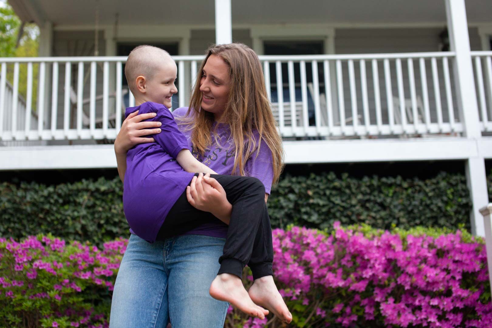 Ava Genho with sister, Anne, at their Woodville home.