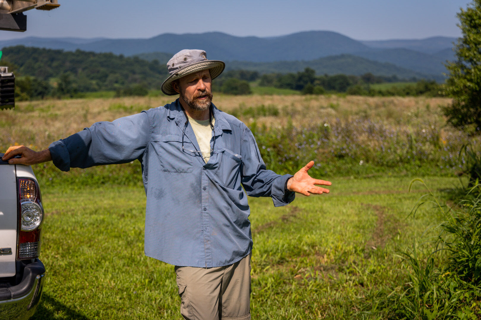 Project Co-Principal Investigator Alan Williams in Woodville, Va., where he maintains a Kestrel box.
