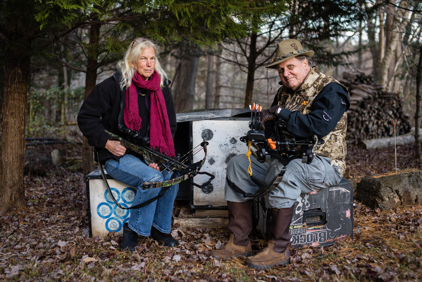 Allison Hampton and Linn Barnes with at their target range near Rock Mills.
