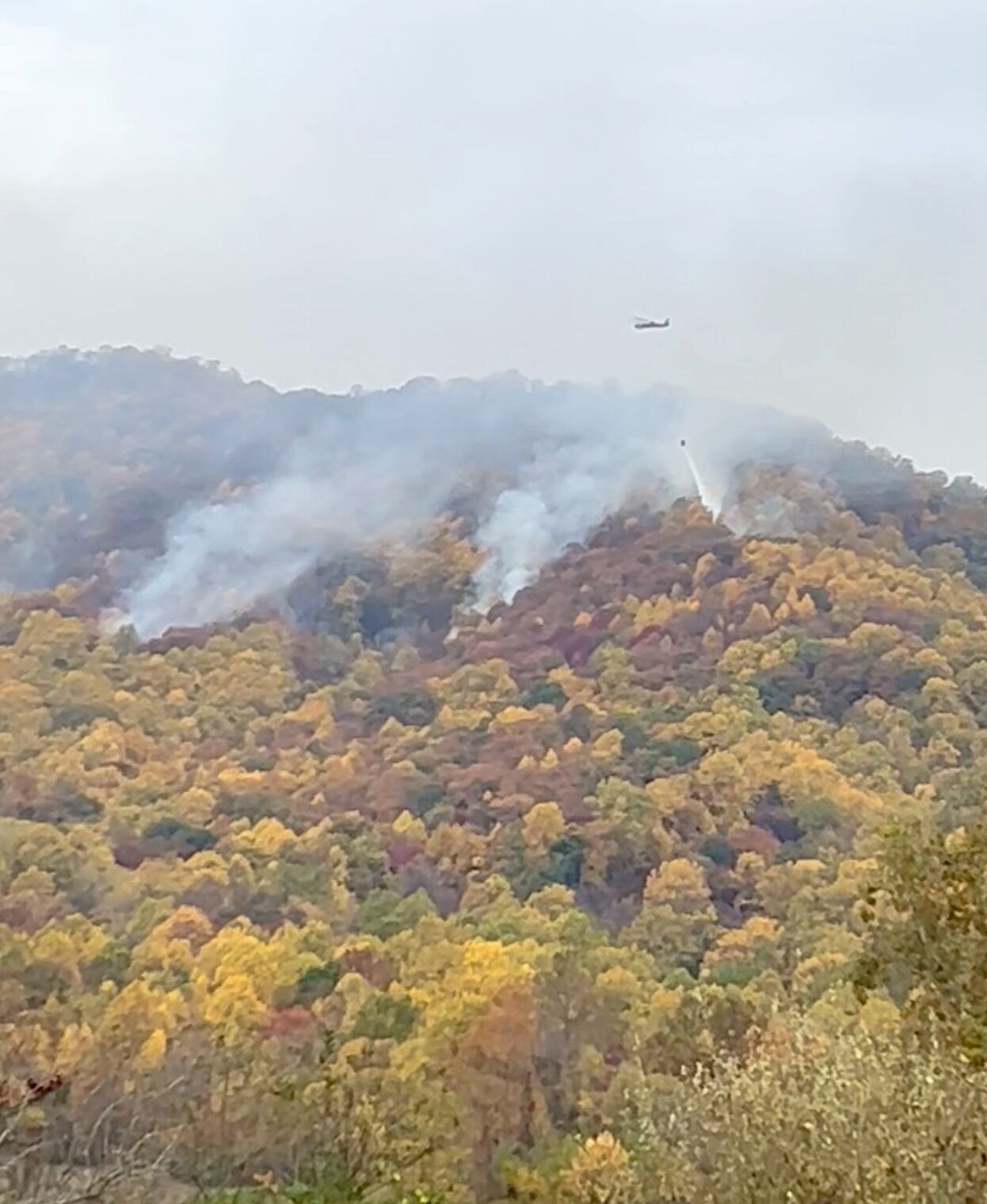 A photo of the Quaker Run fire posted Sunday by the Virginia Department of Forestry, which is fighting the blaze