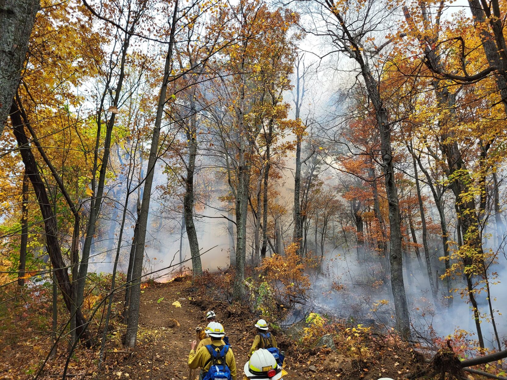 Firefighters are continuing to battle the Quaker Run blaze near Shenandoah National Park.