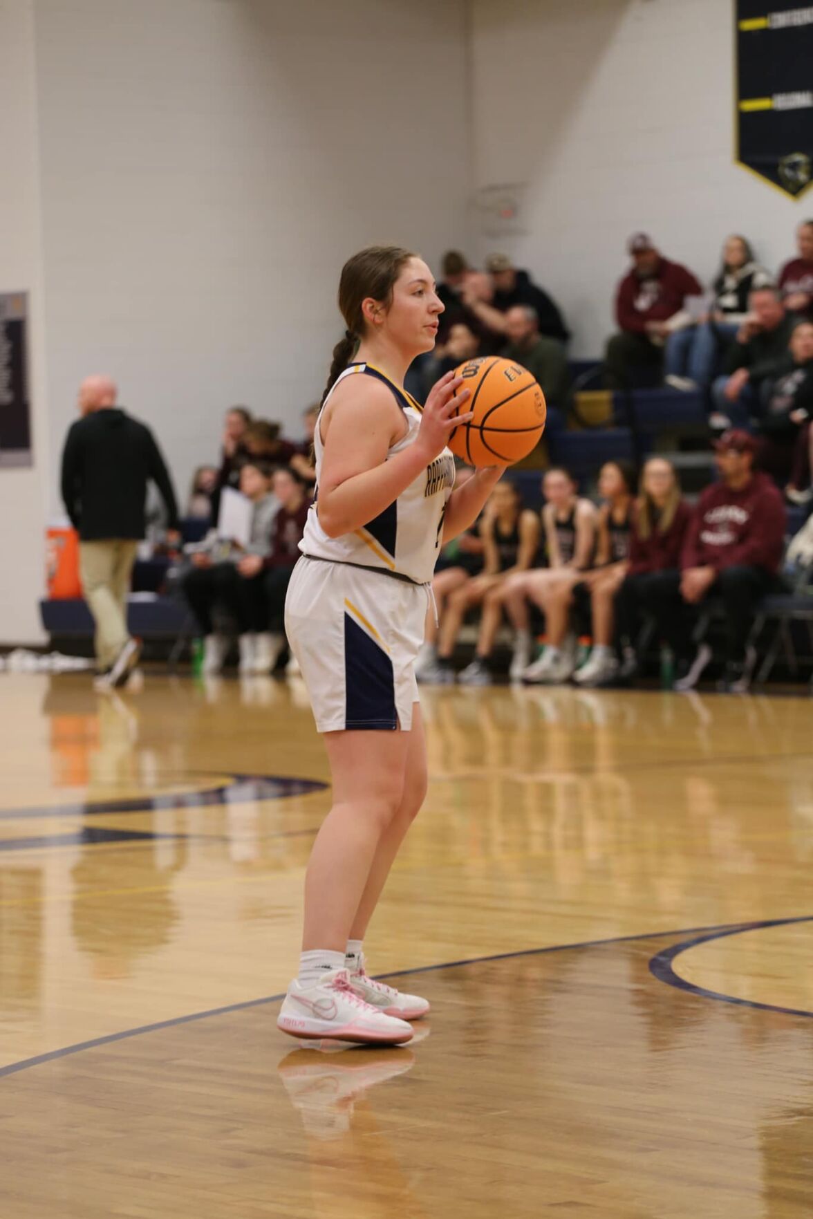 RCHS junior Shelby Clem holding the ball near the 3-point line in a game against Luray High School on Jan. 12.