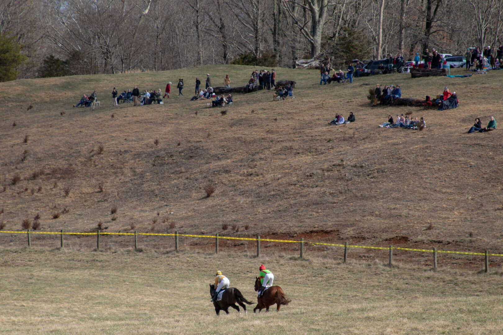 Spectators watch a race at the Point-to-Point races at the Rappahannock Hunt on March 2.