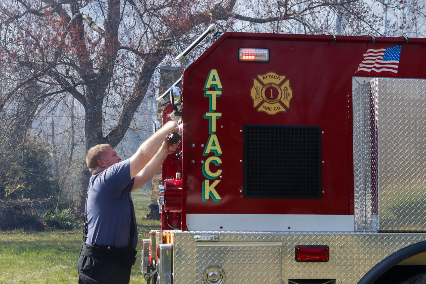 Firefighters from Fauquier County helped out in Huntly Wednesday afternoon.