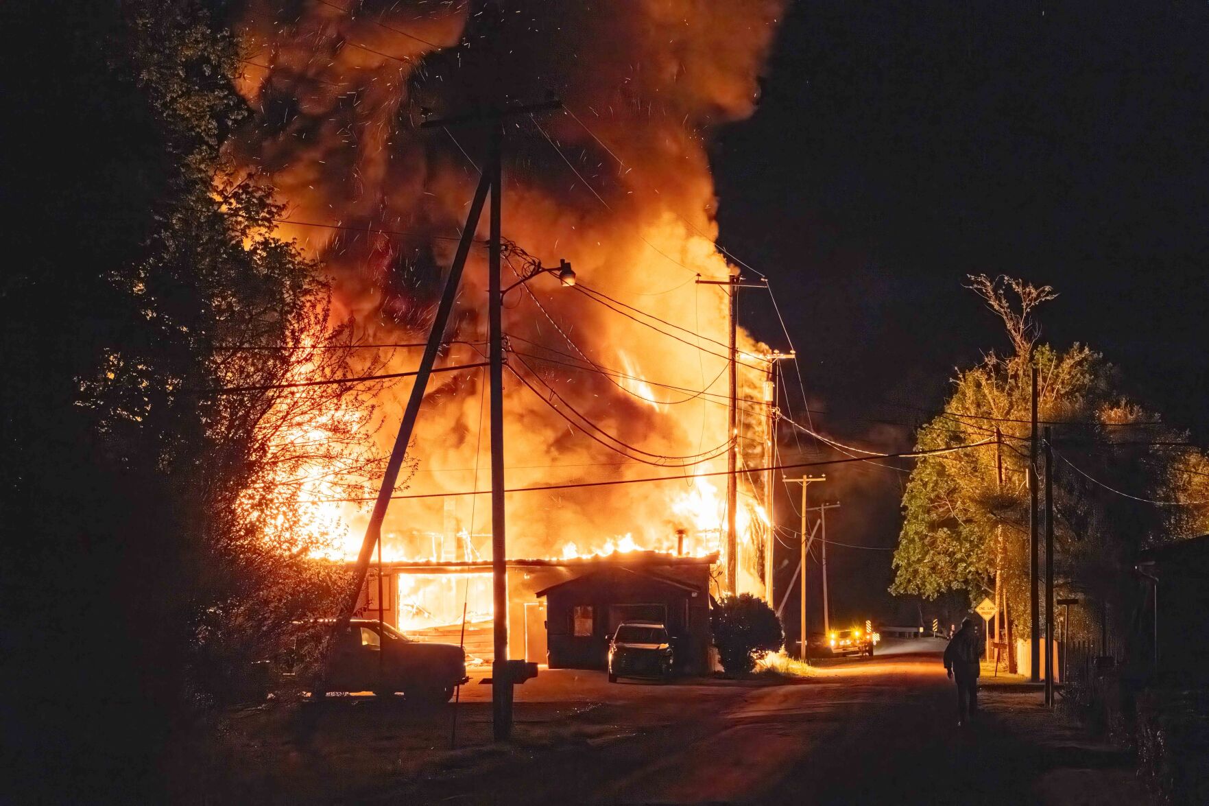 An auto shop in Sperryville caught fire and exploded early Wednesday morning, May 3, 2023.