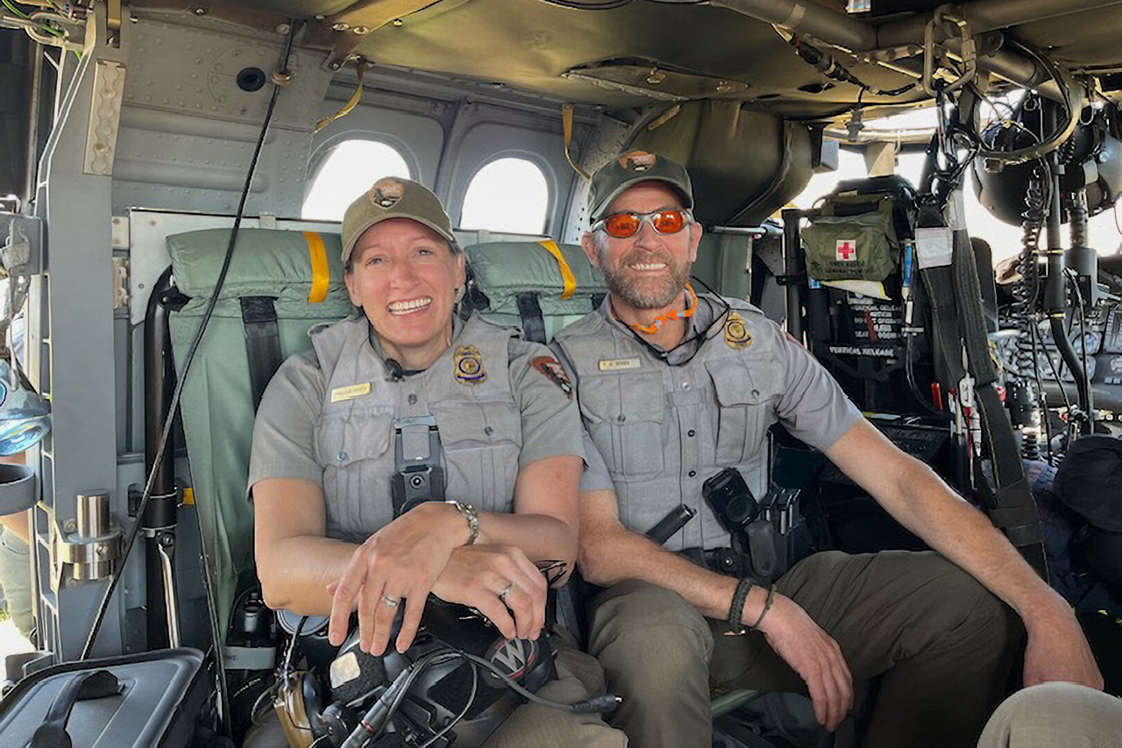 Melissa and Kevin Moses last October during helicopter training.