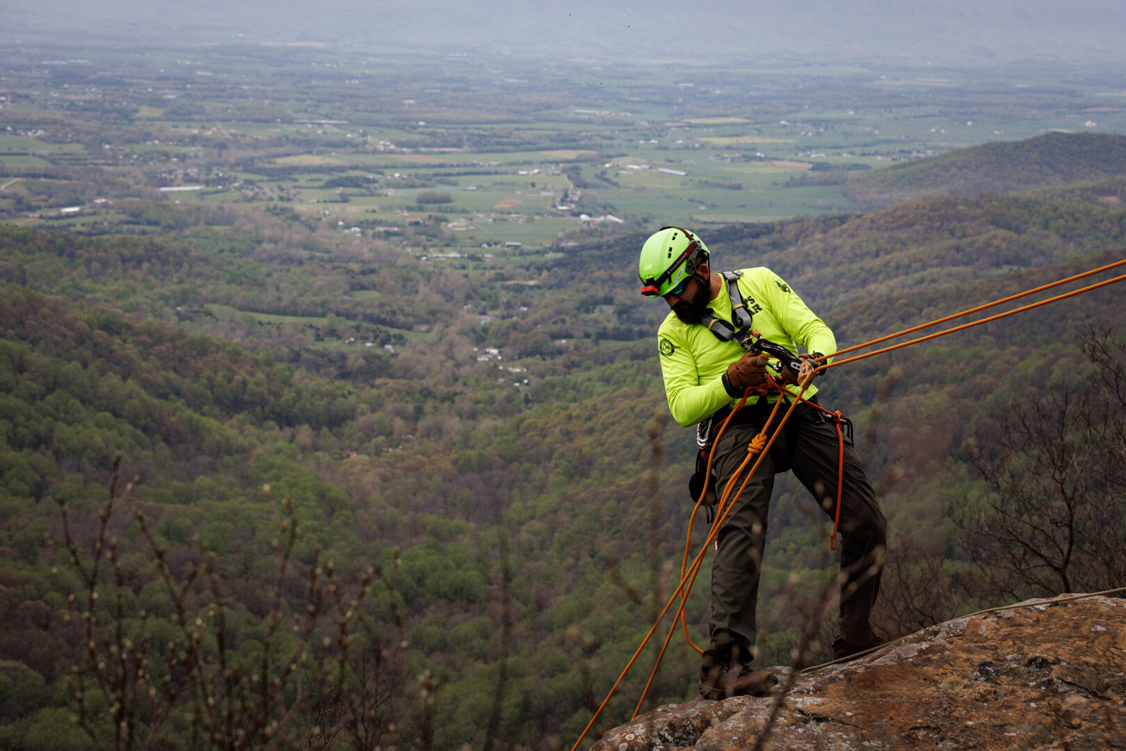 Ranger Austin Hamidi with a view of the valley town of Stanley.
