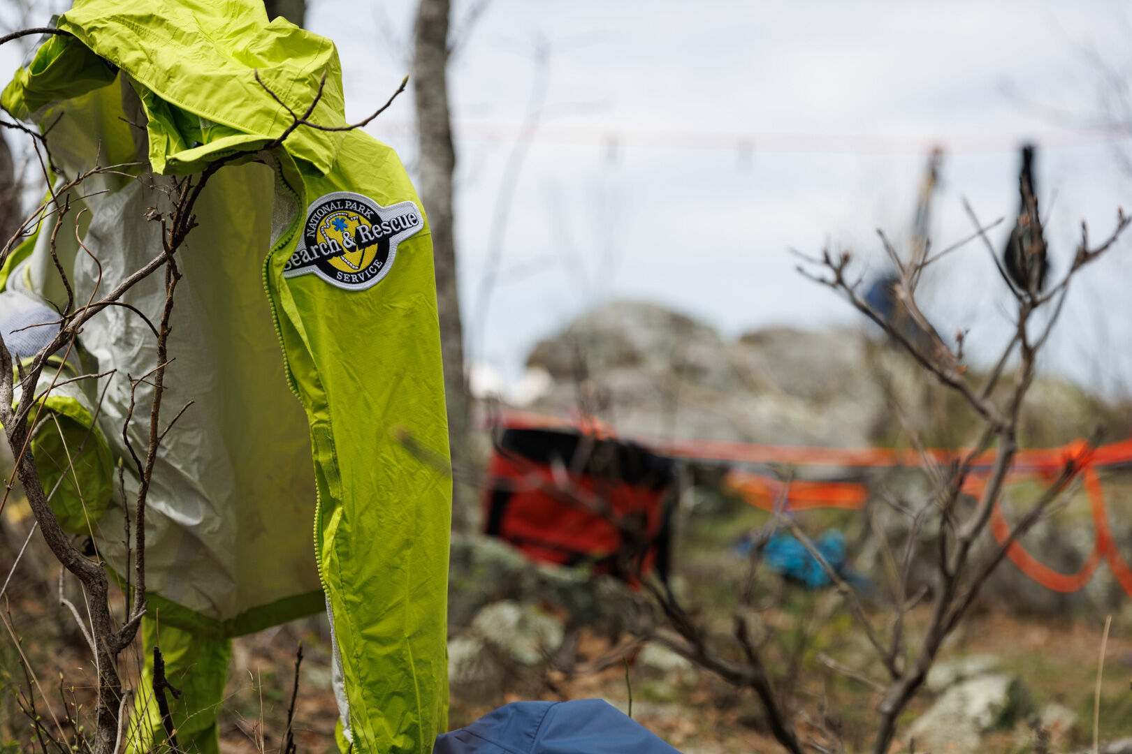 A high-visibility jacket work by rescue workers.