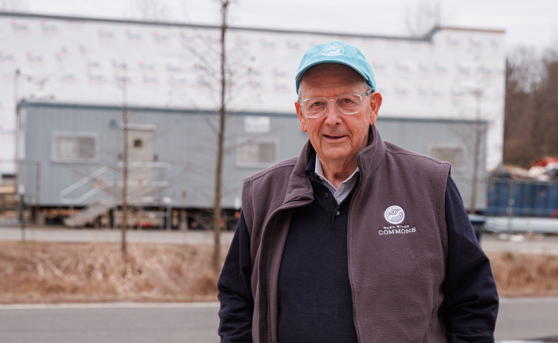 Chuck Akre at the Rush River Commons construction site in Washington, Va.