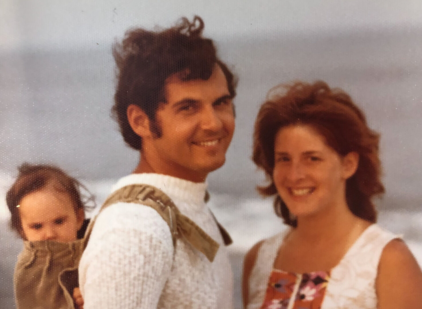 The Tatels at the beach with their newborn, Josh, 1973.
