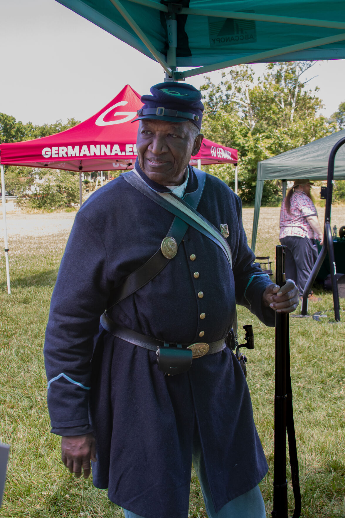 A Civil War Colored Troops re-enactor at Saturday's celebration.