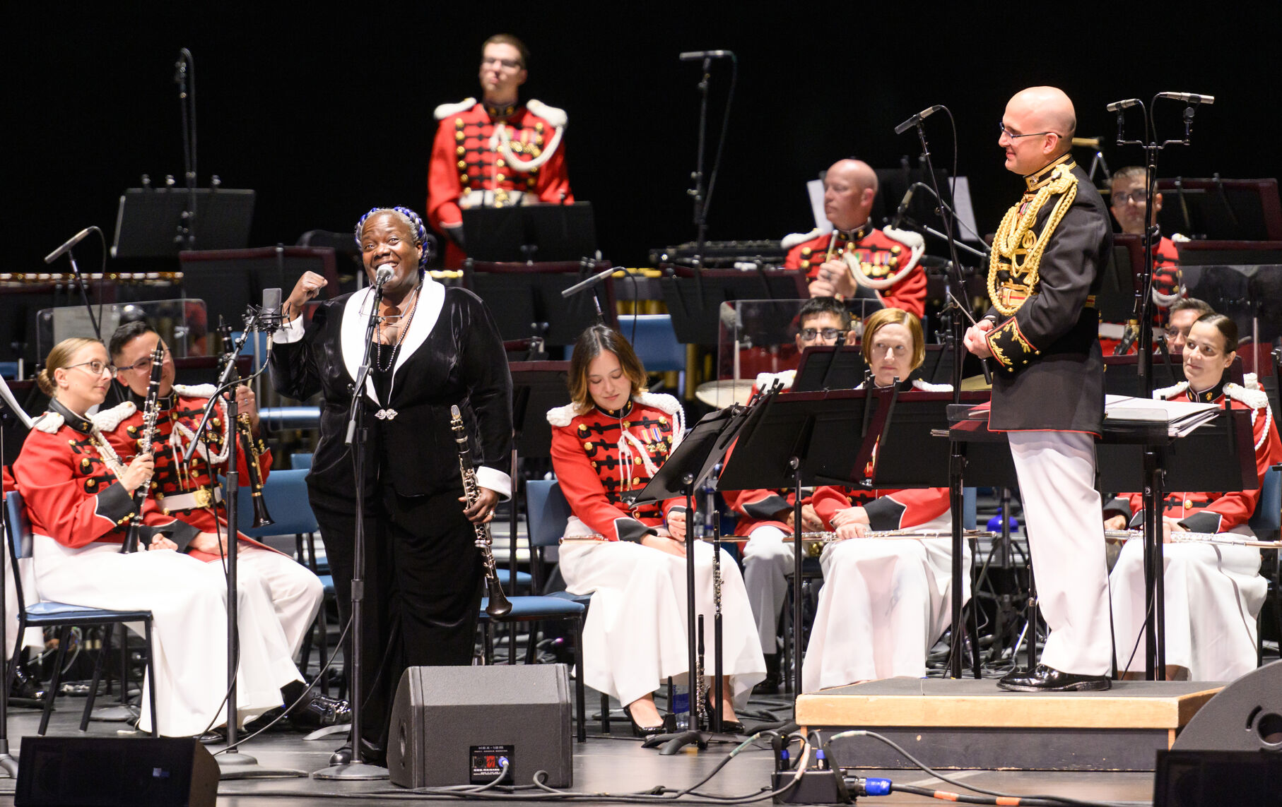 Jazz clarinetist Doreen Ketchens performing with the United States Marine Band, "The President's Own," wows the crowd at the kickoff of Wolf Trap's summer season on May 31.