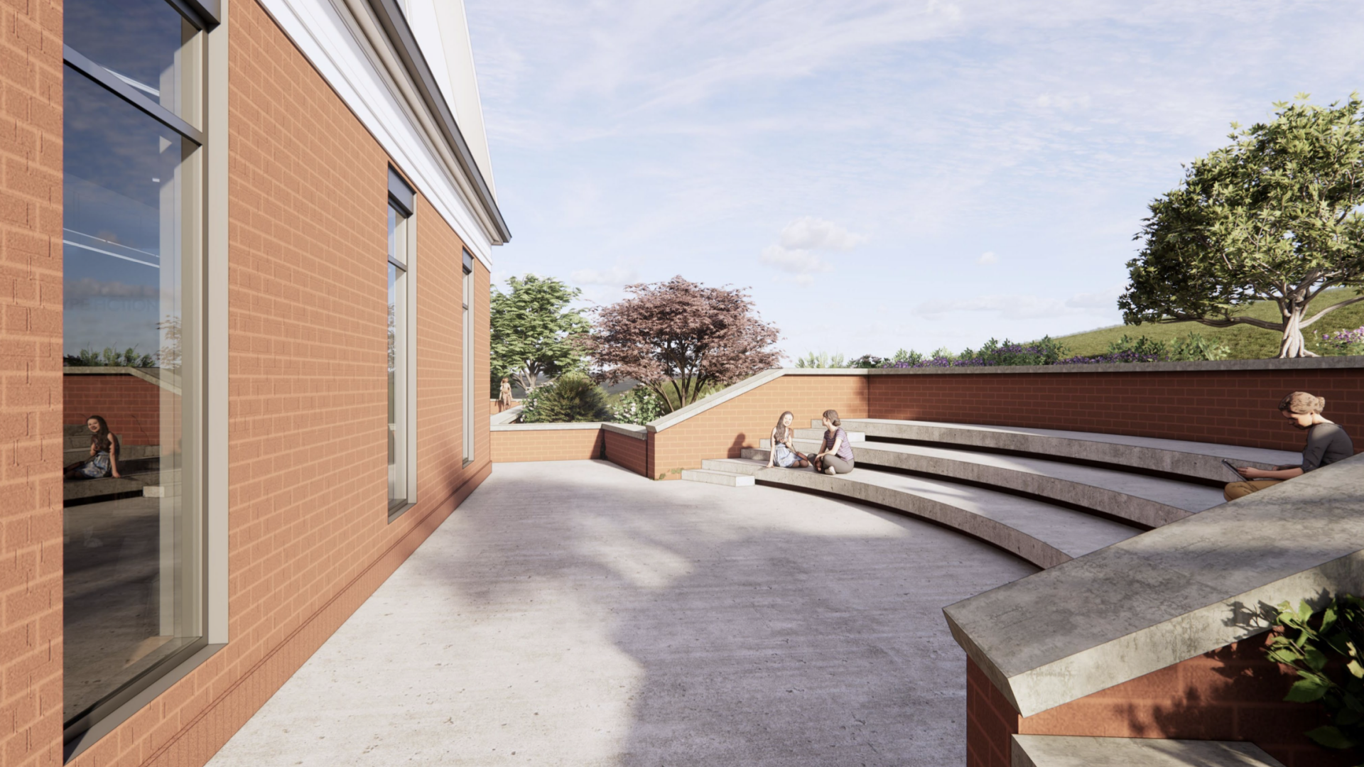 An exterior gathering area, part of the proposed expansion and renovation of the Rappahannock County Library.