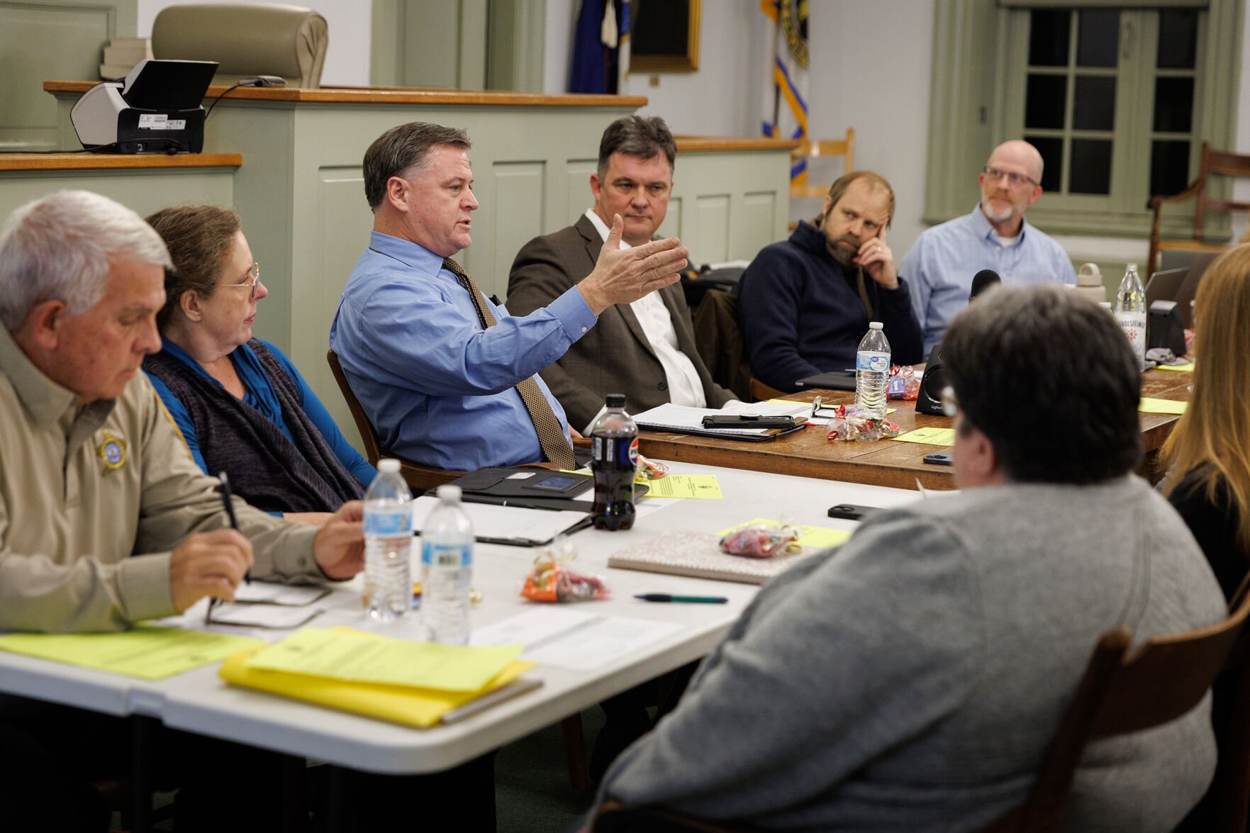 Judge James E. Plowman Jr., a member of the Courthouse Planning Oversight Committee, advises on security and space needs for the courthouse project Thursday at the Board of Supervisors Special Called Meeting.