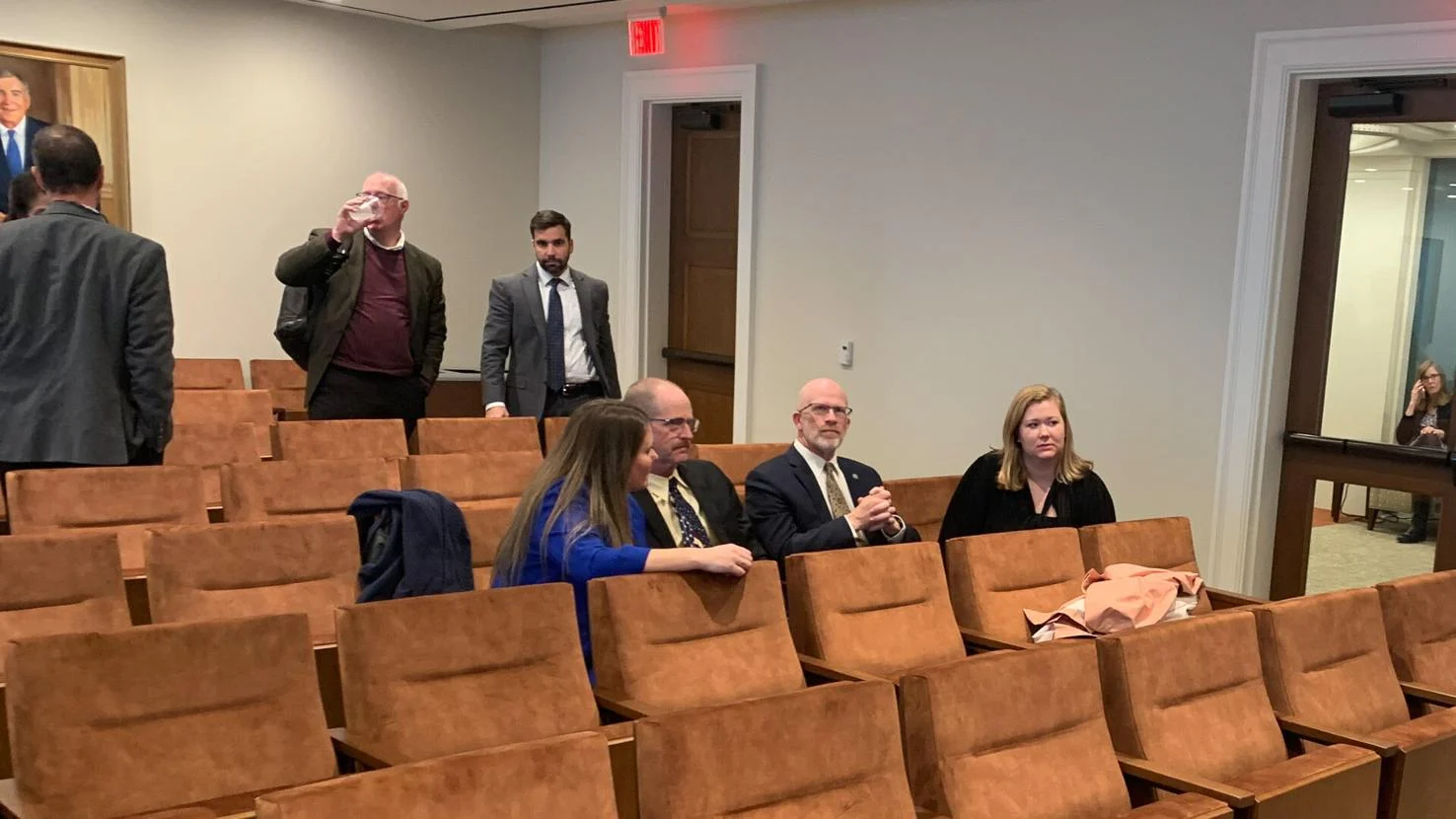 Rappahannock County Public Schools Superintendent Shannon Grimsley, School Board Chair Wes Mills, County Administrator Garrey Curry and lobbyist Elizabeth Parker attend a subcommittee meeting in Richmond in December ahead of the legislative session.